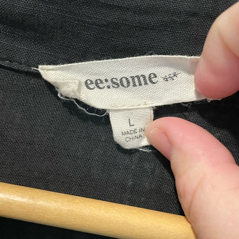 ee:Some 3/4 Sleeve Button Down Top Black‎ Sz L - Picture 6 of 8